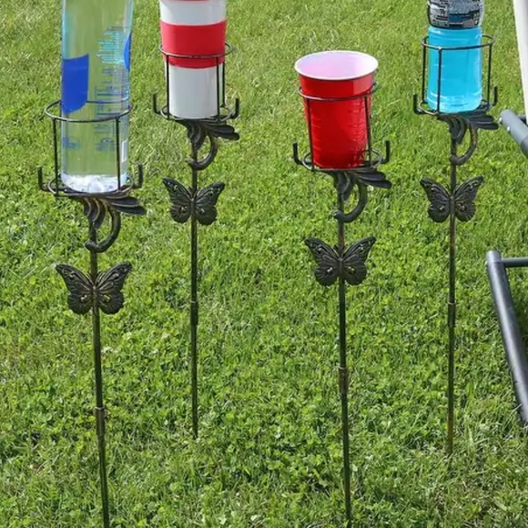 Set of 4 Sunnydaze outdoor butterfly drink holders, new in box! - Picture 4 of 5